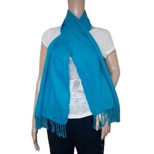 MFH Knits Alpaca Blue Fringe Hem Scarf
